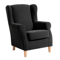 OHRENSESSEL Karlen Bezug Veloursstoff Buche natur / schwarz - Buchefarben/Schwarz, Kunststoff (86/103/77cm) - 58aufmkessel