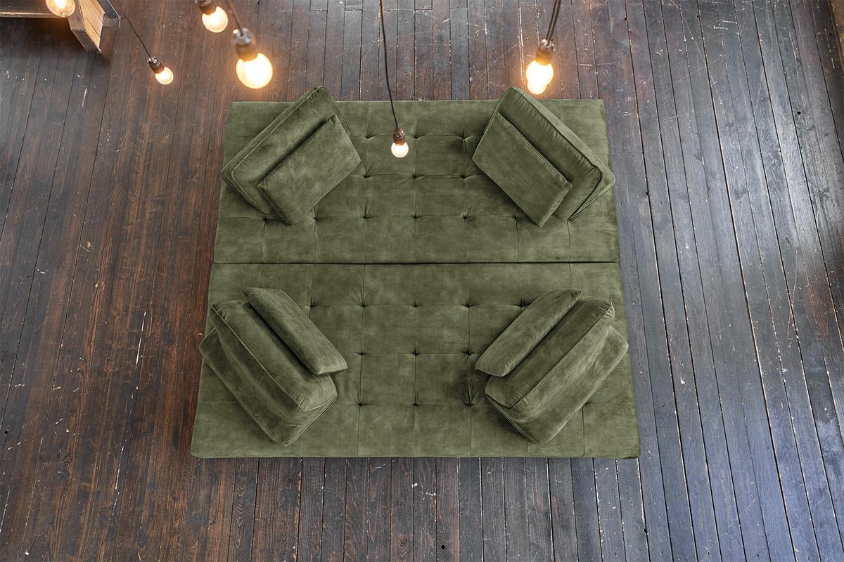 ECKSOFA WIOLO Dunkelgrün Velvet - Dunkelgrün/Silberfarben, Textil/Metall (350/240cm) - KAWOLA
