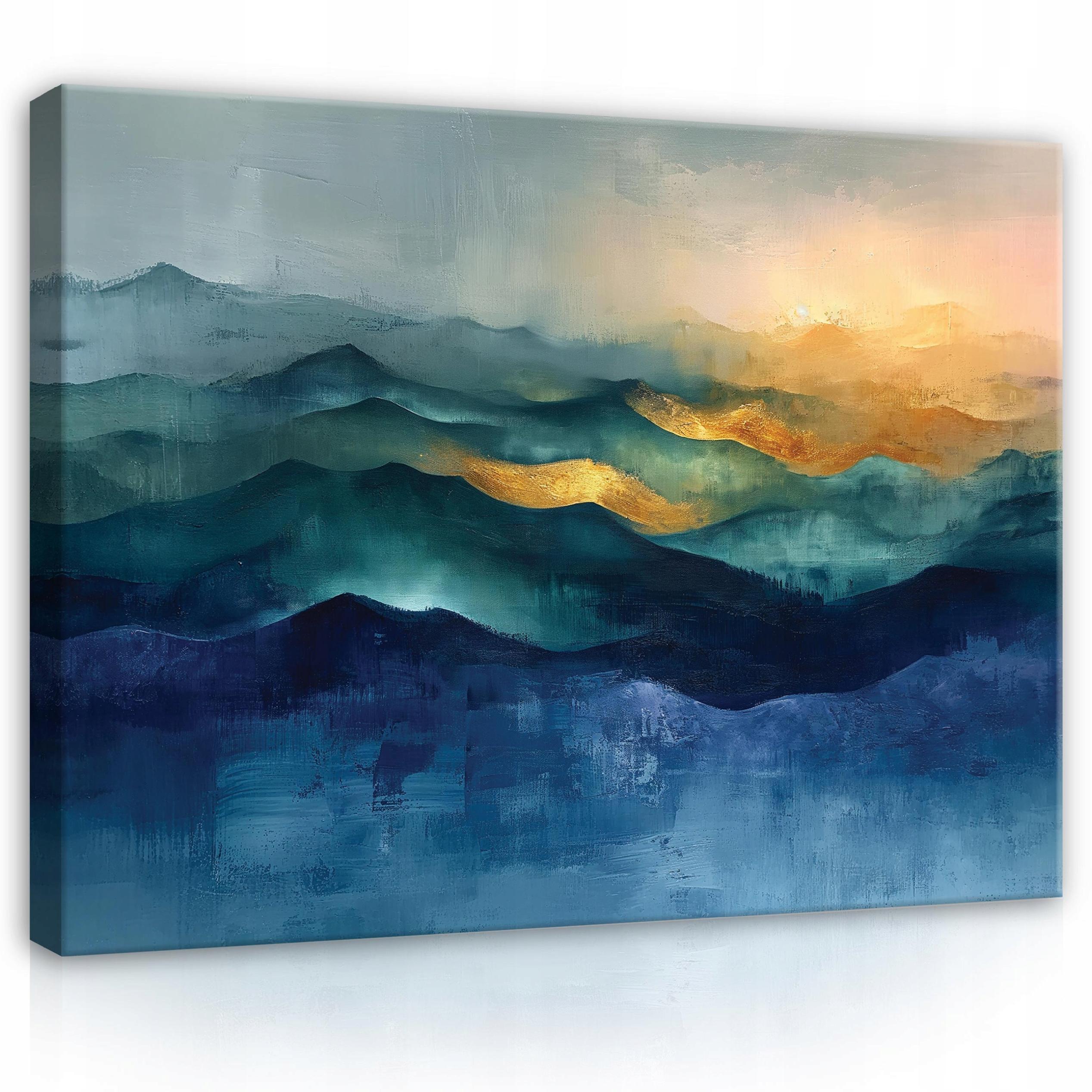 LEINWANDBILD Abstrakt Gold Blau 60x40 - Multicolor, Holzwerkstoff (60/40cm) - Wallarena