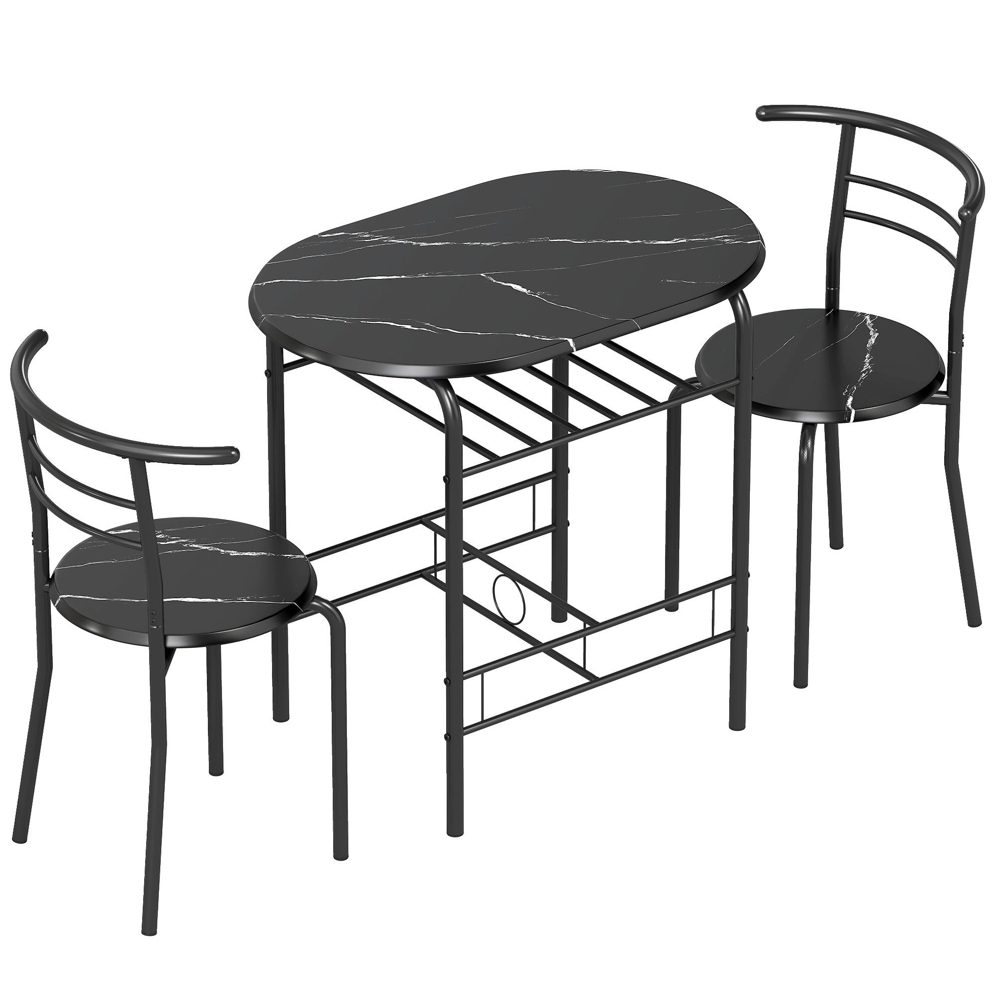 ESSGRUPPE MDF Metall Schwarz - Schwarz, Holzwerkstoff/Metall (52/76/80cm) - HOMCOM