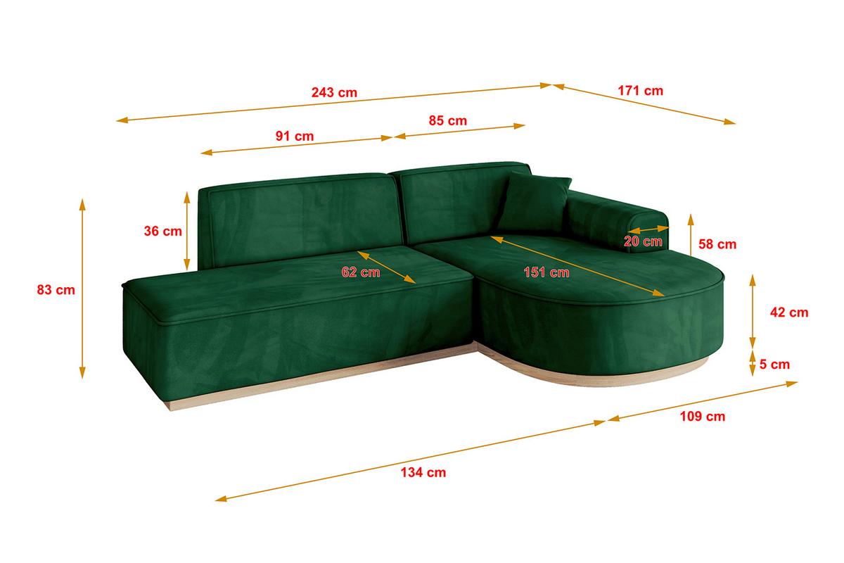 ECKSOFA Ottomane Rechts ARRIO-L1 - 243x171x83 cm Braun - Braun, Holzwerkstoff/Textil (243/171cm) - ALTDECOR