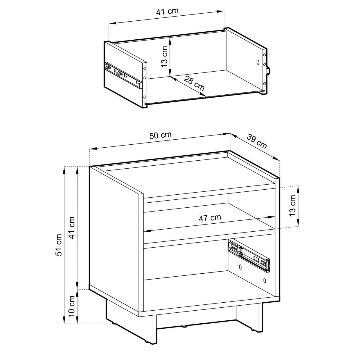 NACHTTISCH Yasumi mit 1 Schublade 50 cm - Eichefarben, Holzwerkstoff (50/51/39cm) - Selsey