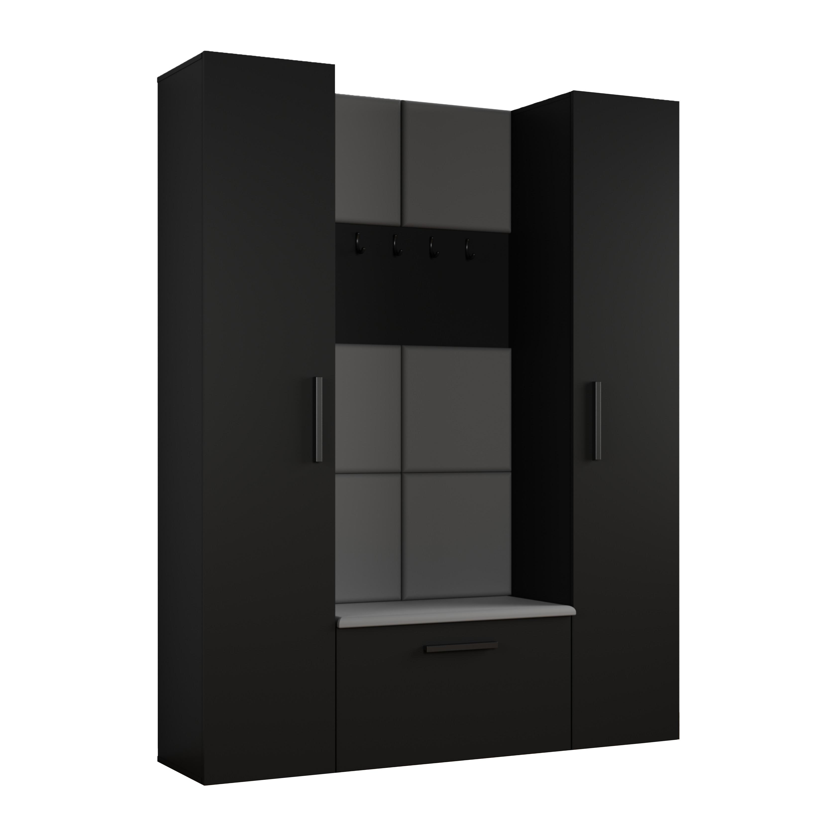 GARDEROBENSCHRANK MODULO 160,6/204/40 cm Modern Garderobe-Set Schwarz - Schwarz/Grau, Holzwerkstoff (160.6/204/40cm) - MASSENO