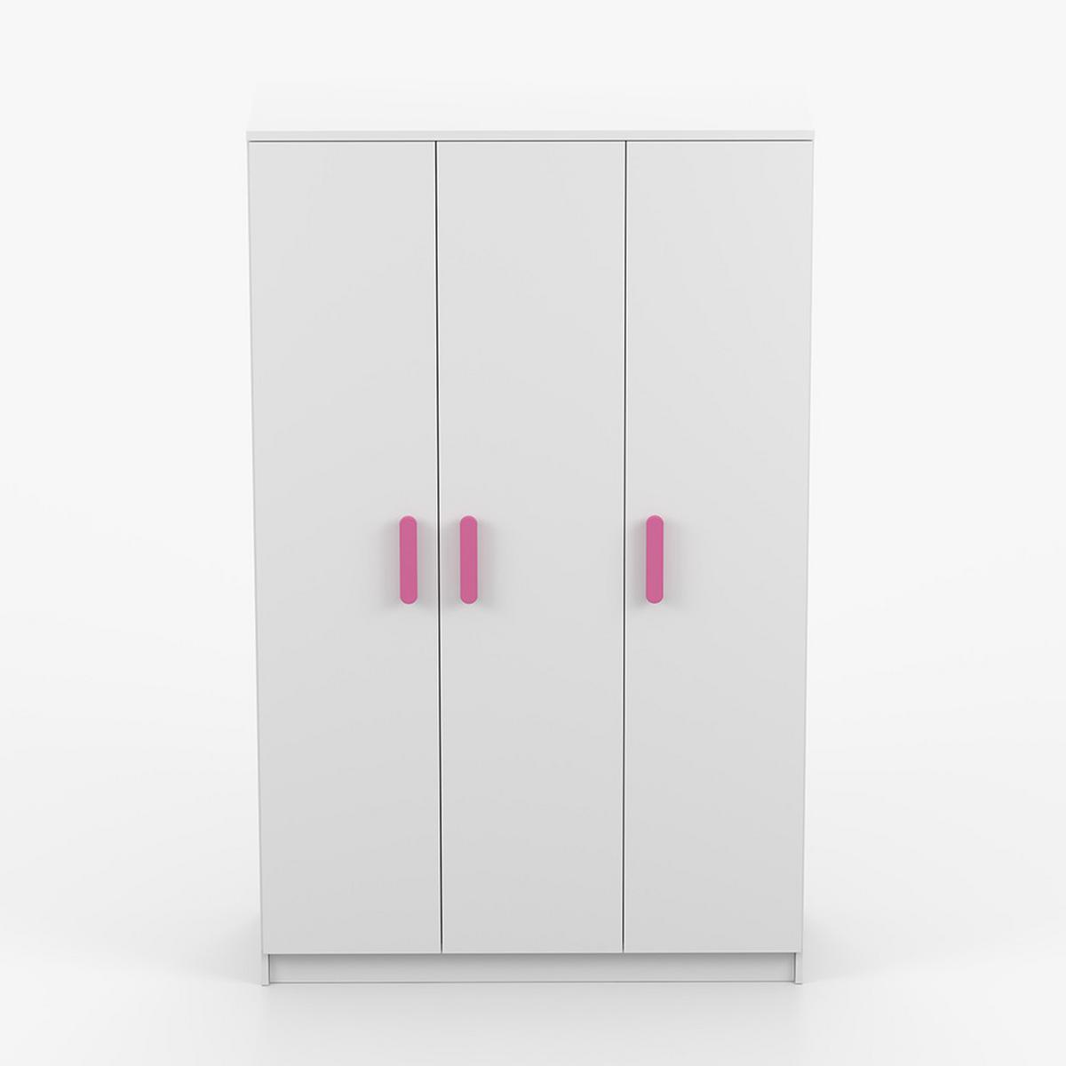 KLEIDERSCHRANK Jonas I 2D 19, 120/192/50, 3-türig, weiß - Rosa/Weiß, Holzwerkstoff (120/194/50cm) - imoebel24