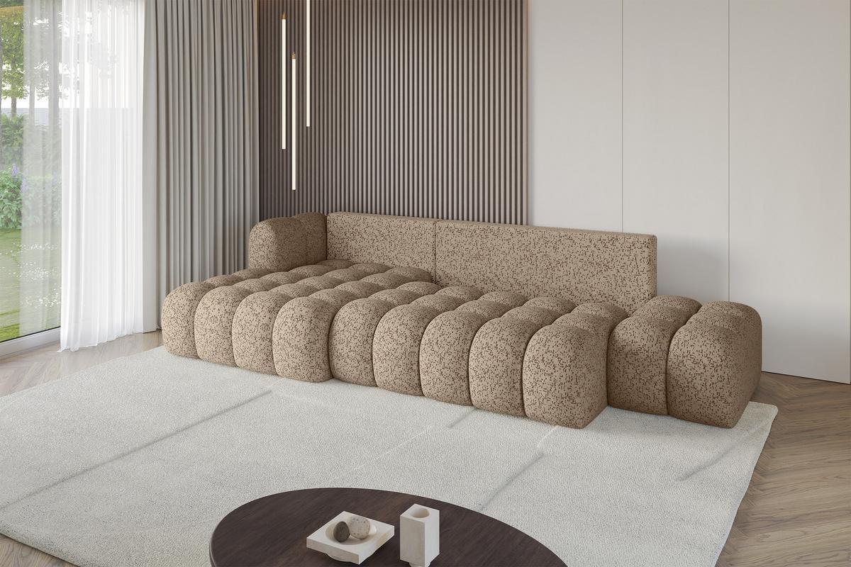 ECKSOFA mit Schlaffunktion Ottomane Links OLEA-L2 321x164x75 Braun Tissu - Alteiche/Schwarz, Holzwerkstoff/Kunststoff (321/164cm) - ALTDECOR