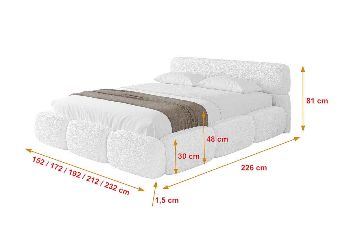POLSTERBETT mit Bettkasten und Lattenrost, Boxbett ohne Matratze - ELVA-v1 180x200 Weiß - Weiß, Holzwerkstoff/Textil (180/200cm) - ALTDECOR