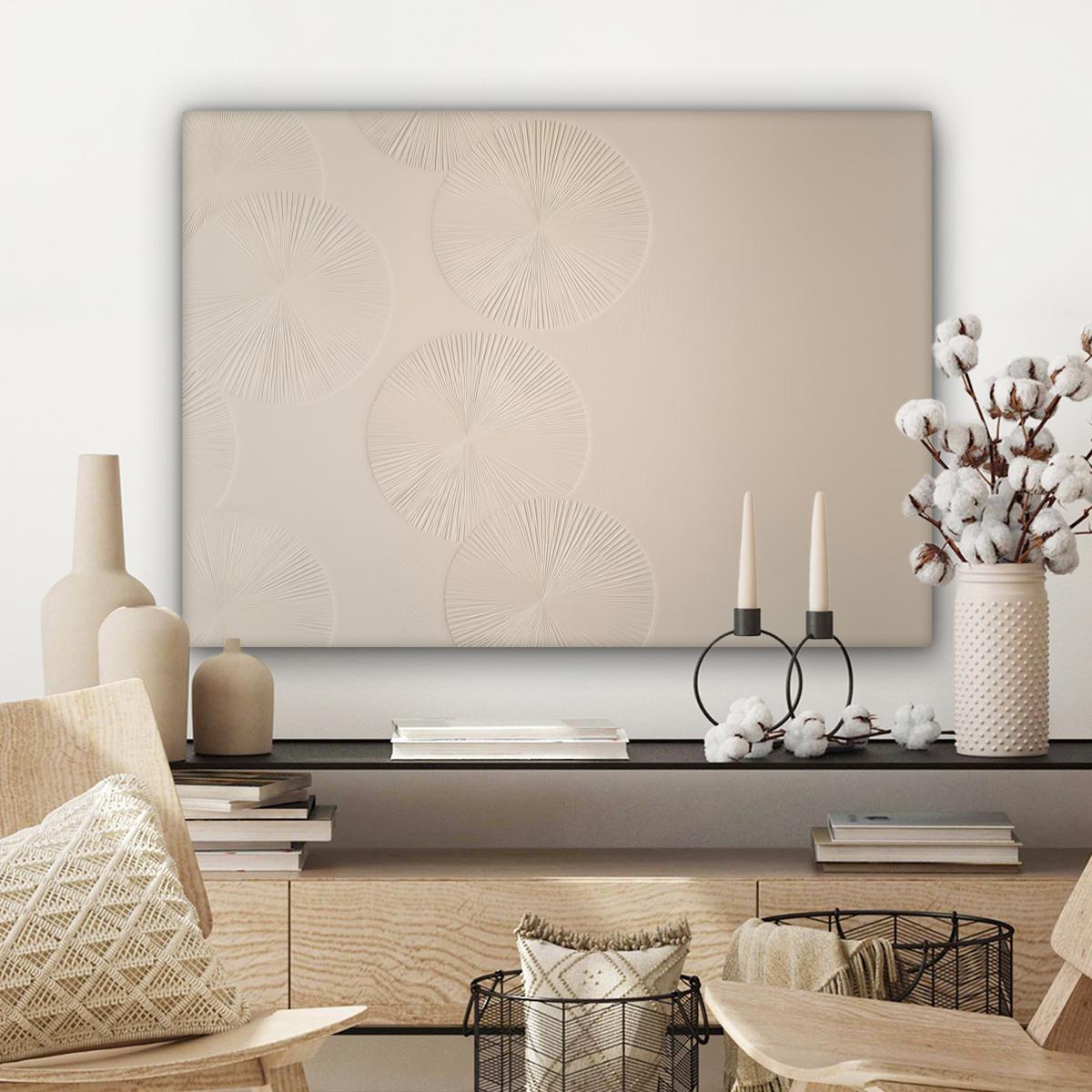 LEINWANDBILD Japandi - Beige - Modern Wandbilder 80x60 cm - Ecru, Textil (80/60cm) - MuchoWow