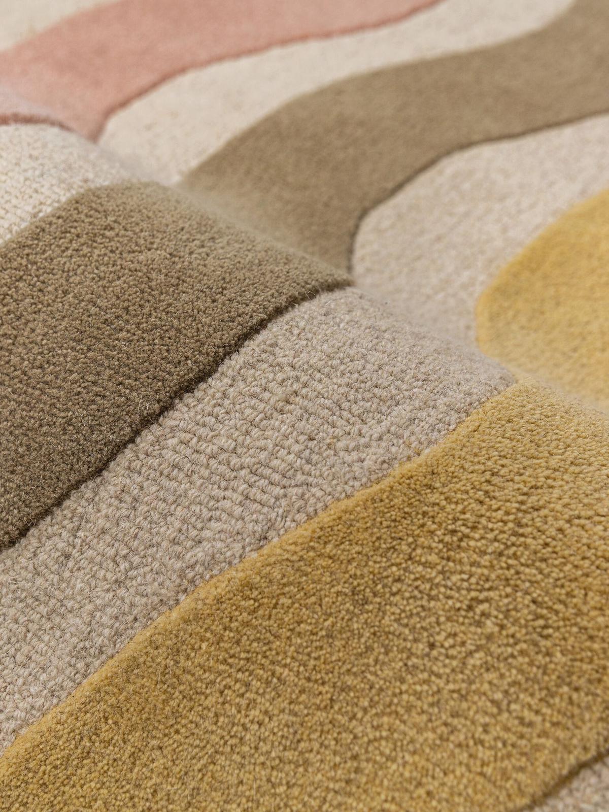 TEPPICHLÄUFER handgetuftet MONNOW, Wellenstreifen, Natur-Rot, 80 x 300 cm - Beige, Textil (80/300cm) - KADIMA DESIGN