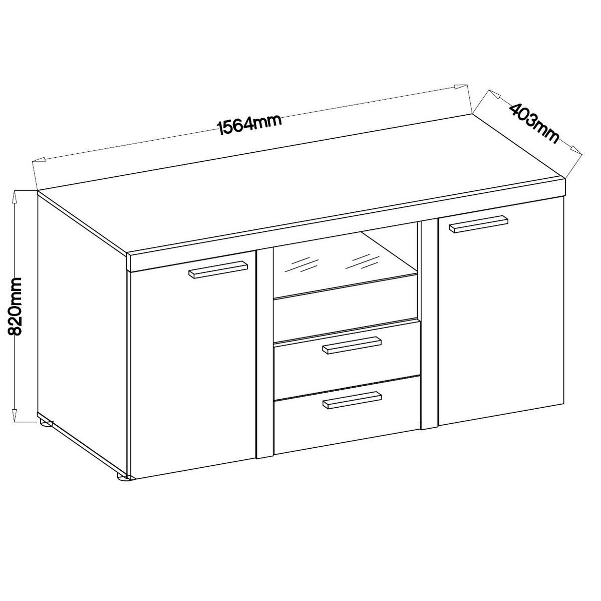 SIDEBOARD RITMO 156x40x82 cm mit 2 Schubladen und 2 Türen Weiß - Weiß, Holzwerkstoff (156/82/40cm) - MASSENO