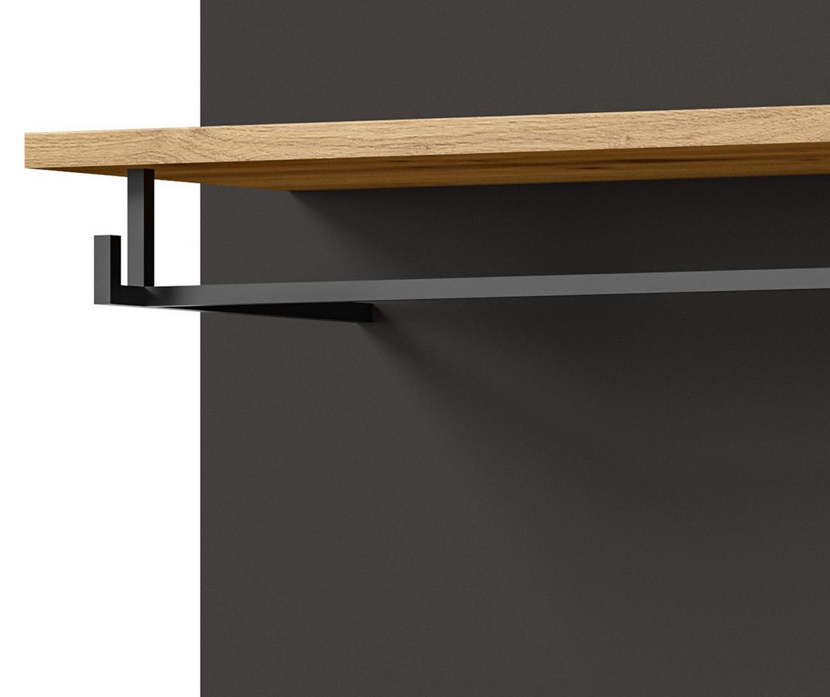GARDEROBE Set 5-teilig Eiche Artisan grau 175 cm, mit Soft-Close - Schwarz/Eiche Artisan, Glas/Holzwerkstoff (175/190/37cm) - Inn.Furn