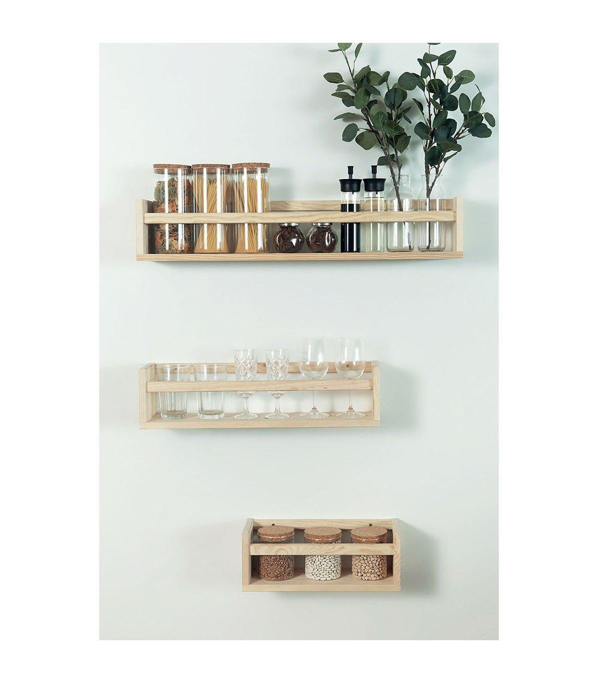 WANDREGAL aus massiver Kiefer - L40 x H15 cm - Eschefarben, Holzwerkstoff (15/15/15cm) - Calicosy