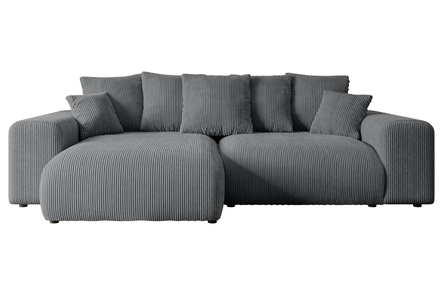 ECKSOFA Ottomane links ESKAR-L 266x176x72 Dunkelgrau Cord - Dunkelgrau/Schwarz, Holzwerkstoff/Kunststoff (266/176cm) - ALTDECOR