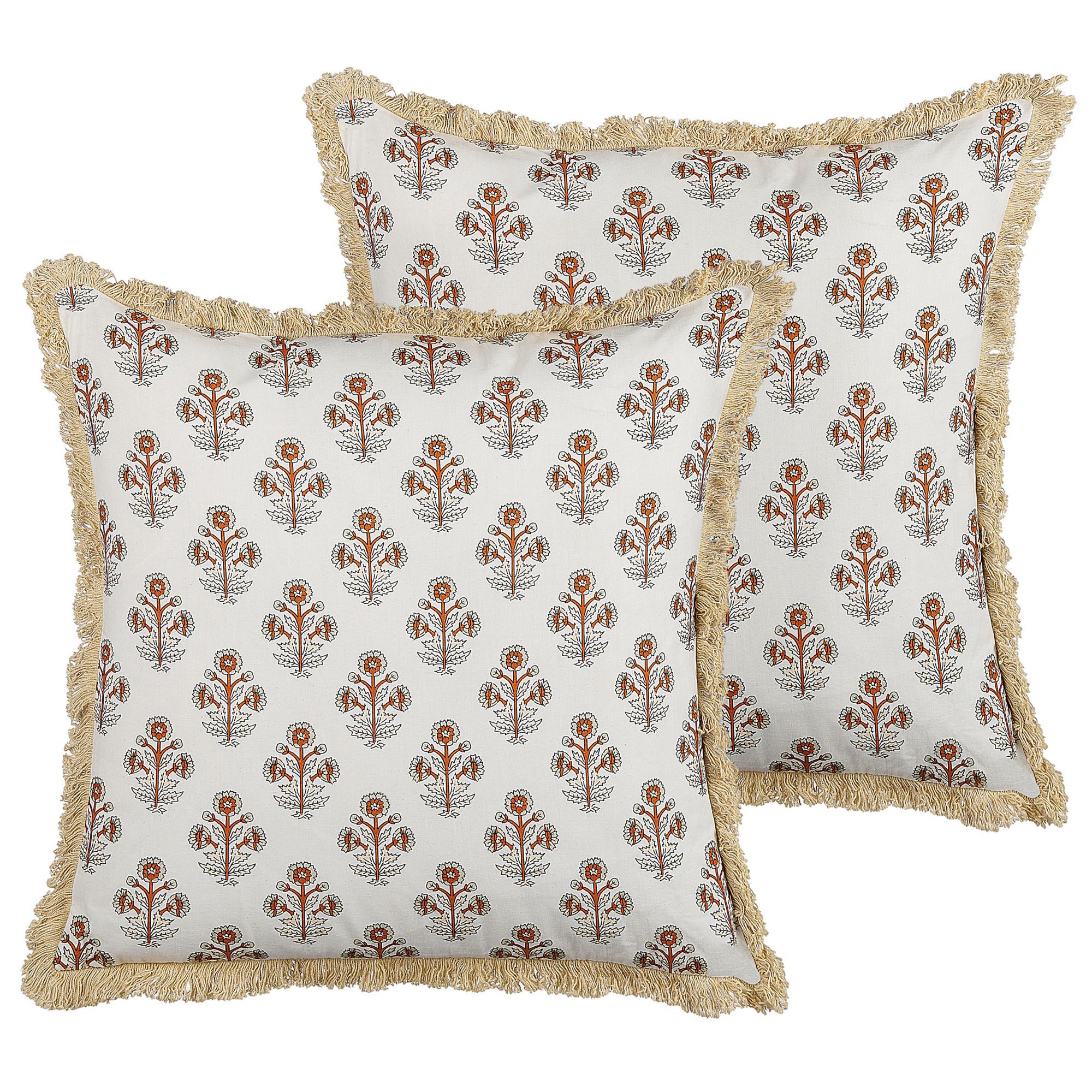 DEKOKISSEN 2er-Set Hellbeige 45/45 cm Omorika - Beige, Naturmaterialien/Textil (45/45cm) - Beliani