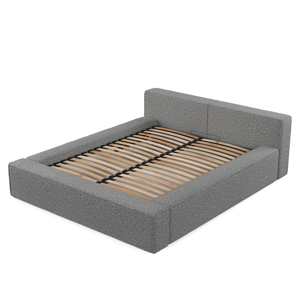 POLSTERBETT Casto mit Stauraum 140/200 cm Hellgrau im Blur Stoff - Hellgrau/Schwarz, Holz/Holzwerkstoff (140/200cm) - AltaBeds