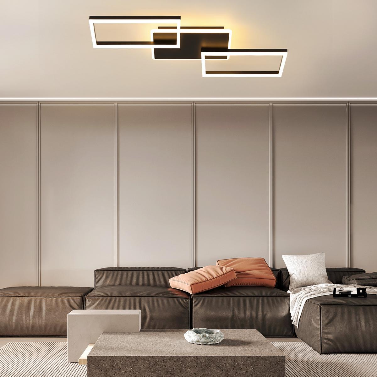 LED-DECKENLEUCHTE Tarak 45/7/80 cm - Schwarz, Metall (80/45/7cm) - ZMH