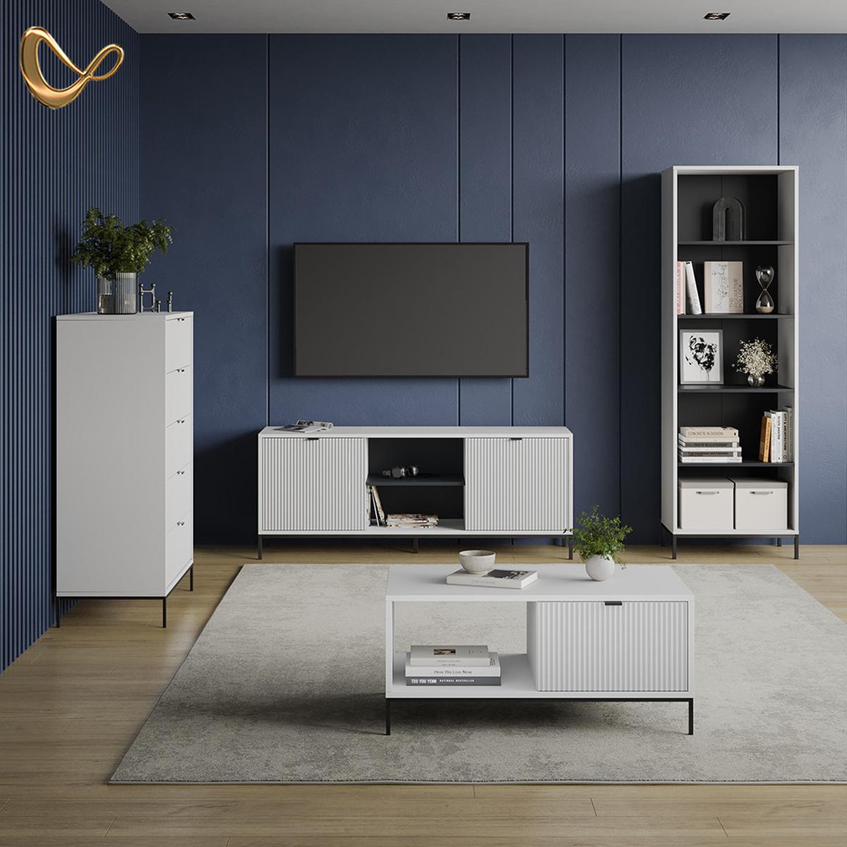 BÜCHERREGAL Aterno Weiß mit 5 Fächern - Weiß, Holzwerkstoff (60/180/40cm) - Livinity®
