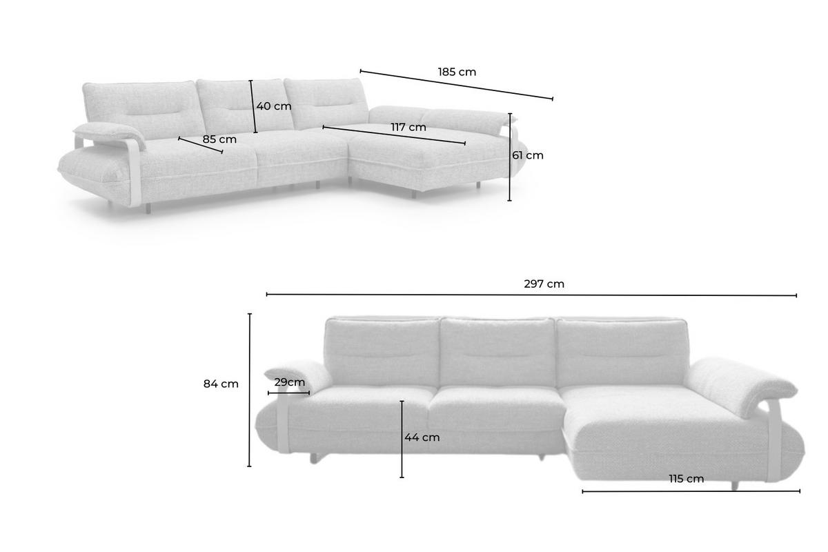 ECKSOFA ANISSA Braun Flachgewebe - Schwarz/Braun, Kunststoff/Textil (185/297cm) - KAWOLA