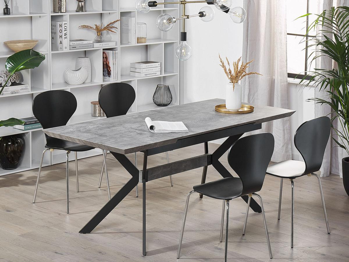 ESSTISCH 140-180/80/76 cm Hellgrau Rechteckig Benson - Grau, Holzwerkstoff (180/80/76cm) - Beliani