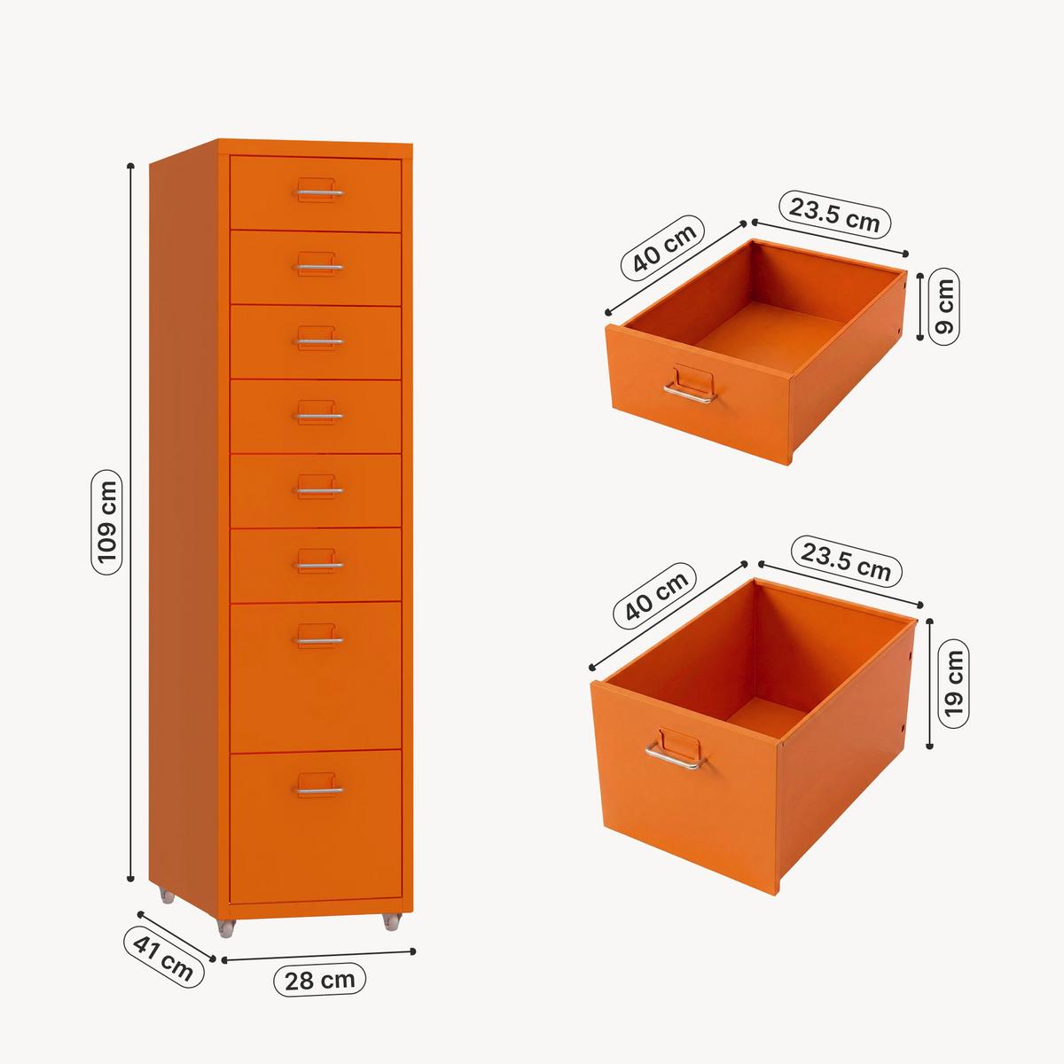 ROLLCONTAINER Kökar - Orange, Metall (28/109/41cm) - [en.casa]