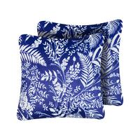 GARTENKISSEN 2er-Set Marineblau 45/45 cm Glimmer - Blau/Weiß, Textil (45/12/45cm) - Beliani