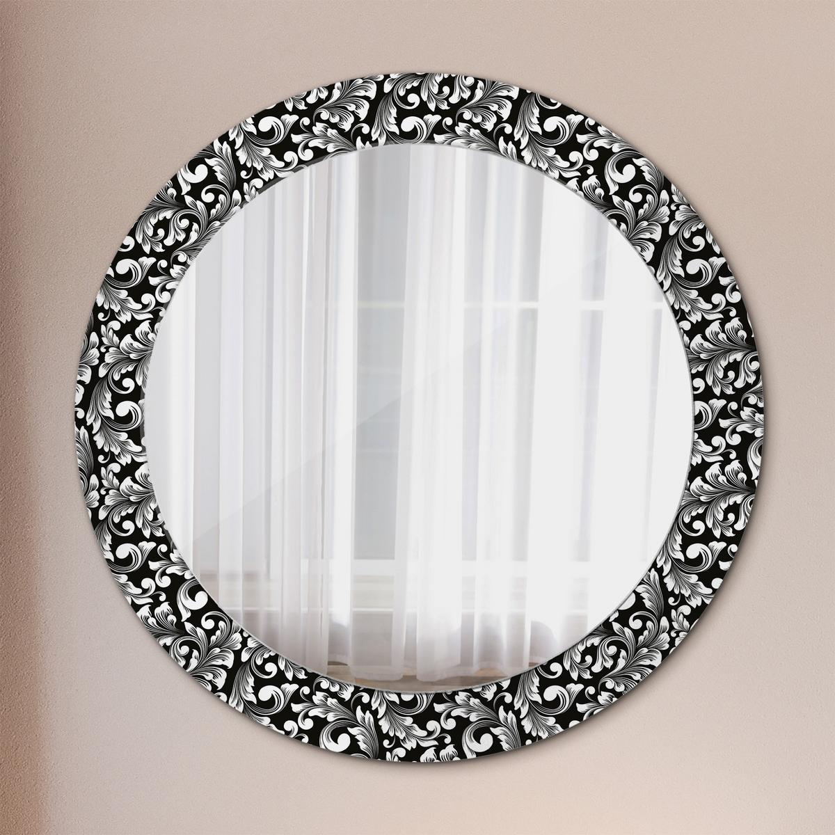 SPIEGEL Rund Ø 70 cm mit Aufdruck - Schwarz/Weiß, Glas (70/70/0.4cm) - Wallfluent