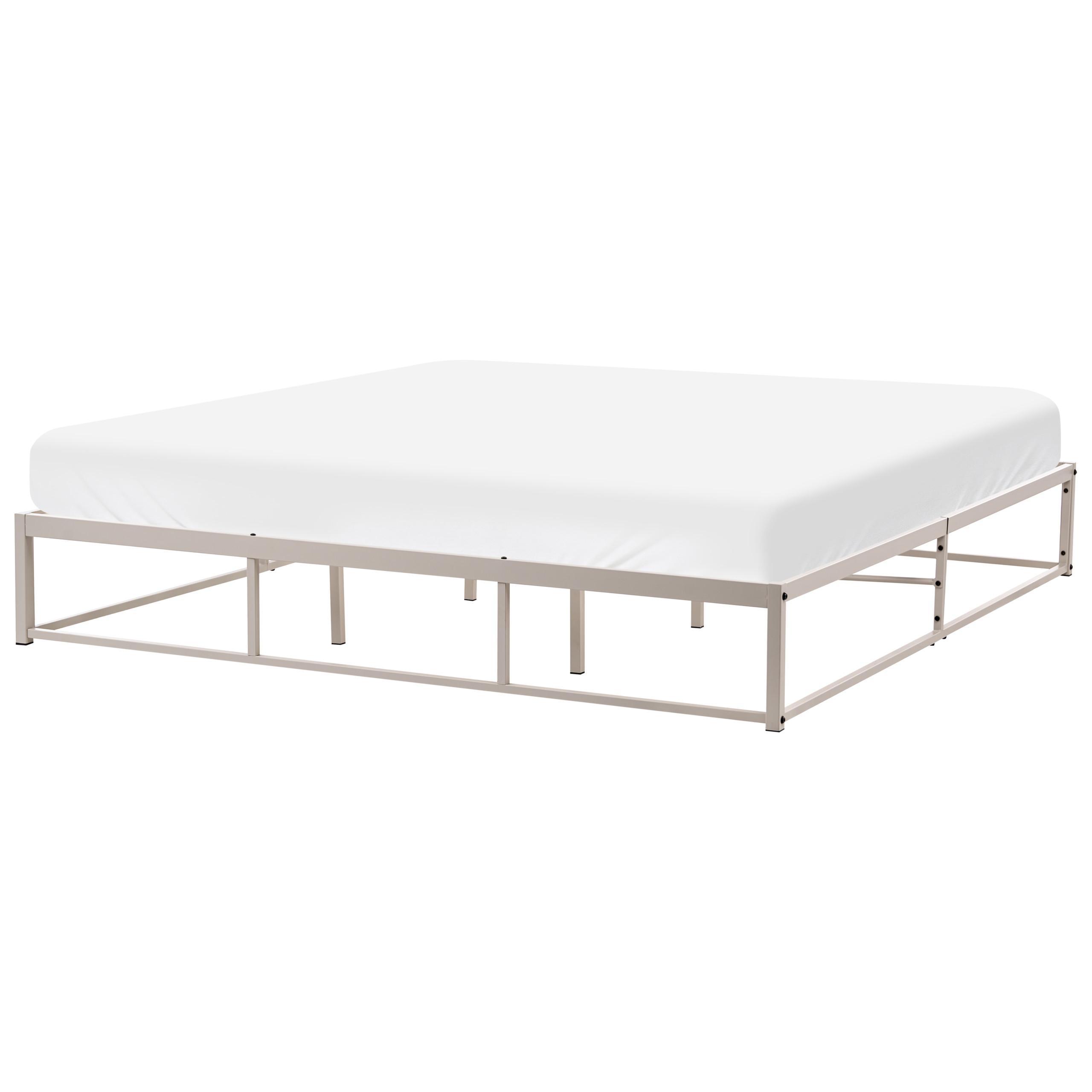 BETT ohne Kopfteil 180/200 cm Eisen Hellbeige Viry - Beige, Metall (180/200cm) - Beliani
