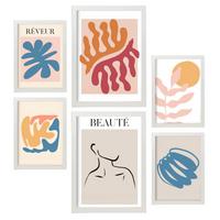 POSTER Set Mit 6 Orange Und Blauen Sammlung A3 & A4 Weißer Rahmen - Weiß, Papier (29/3cm) - Nacnic