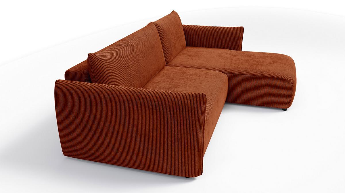 ECKSOFA TAUER 3-Sitzer links, orange - Schwarz/Orange, Holz/Textil (248/173cm) - Wozimo
