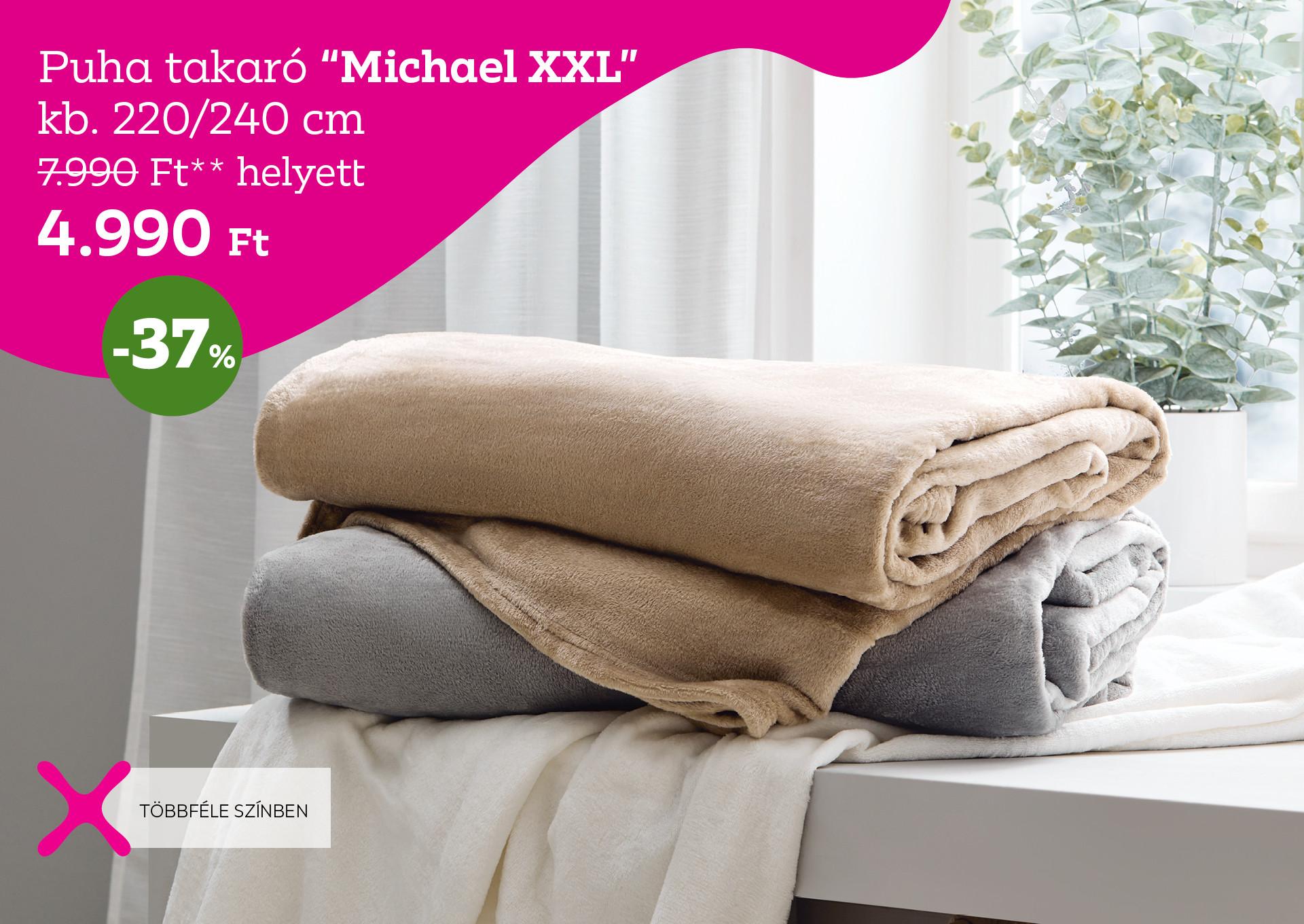 Puha takaró MICHAEL XXL 7990 Forint helyett 4990 Forint, kedvezmény mértéke 37%
