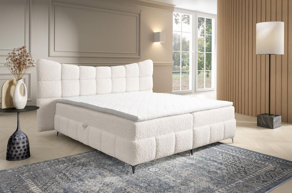 BOXBETT Nova In Rolf - Creme, Holzwerkstoff/Textil (180/200cm) - Fun Möbel