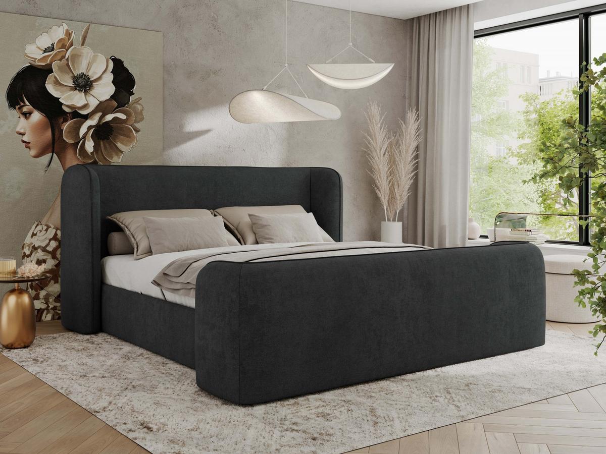 POLSTERBETT EMORA CLASSIC DUO 160/200 - Dunkelgrau Strukture - Multipocket-Matratze - Dunkelgrau, Textil (160/200cm) - MKS