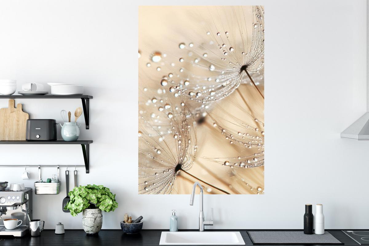WANDTATTOO Löwenzahn - Abstrakt - Natur - Beige Wandaufkleber 80x120 cm - Braun, Kunststoff (80/120/0.1cm) - MuchoWow