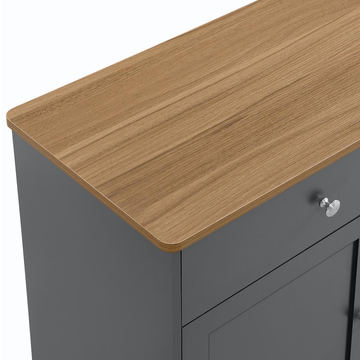 SIDEBOARD Landhausstil Grauschwarz & Holzoptik 160cm mit 4 Türen & 3 Schubladen - Schwarz, Holzwerkstoff (160/75/37cm) - Urban Meuble