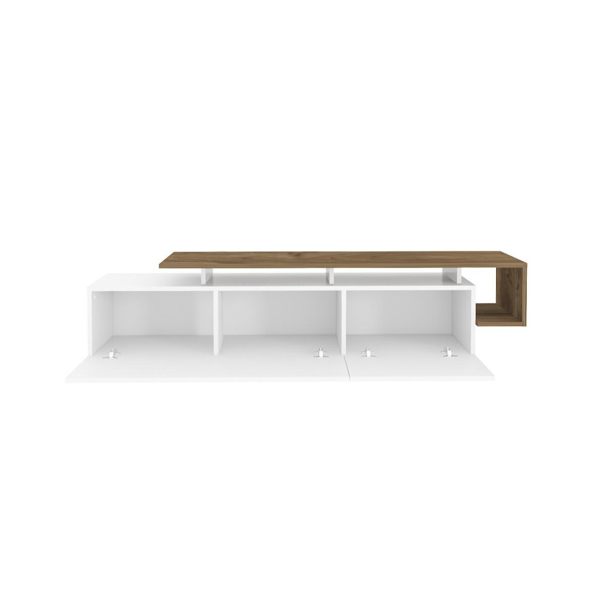 TV-MÖBEL mit 2 Klapptüren 38,9/180/46,4 cm - Weiß, Holzwerkstoff (38.9/46.4/171cm) - Calicosy
