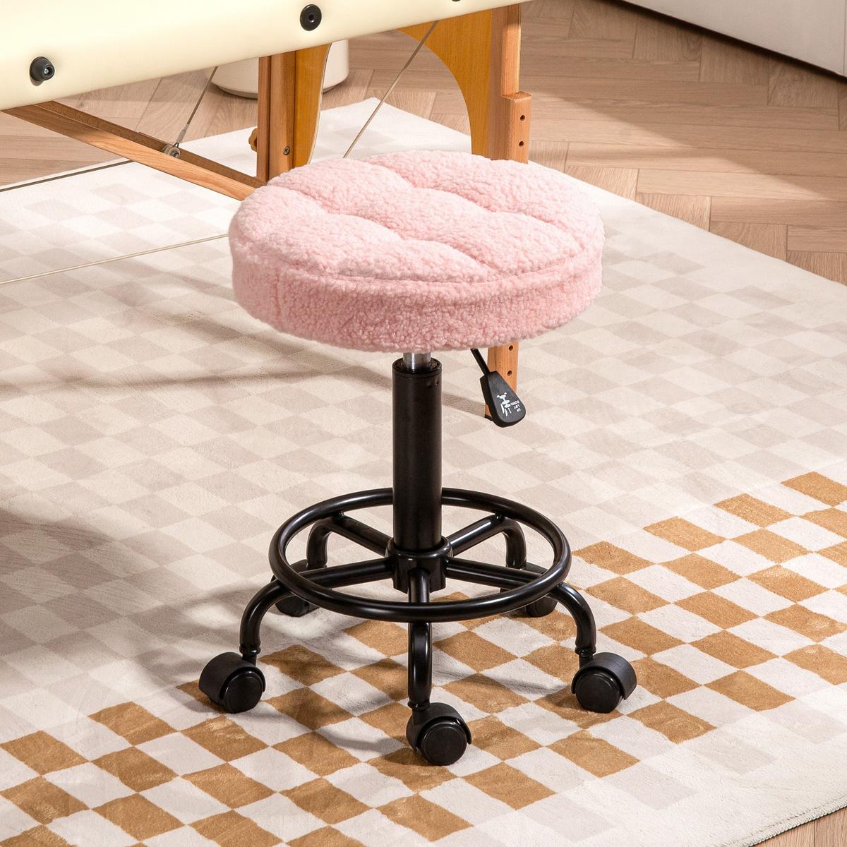 ROLLHOCKER Polyester Metall Rosa - Rosa, Kunststoff (50/66/50cm) - HOMCOM
