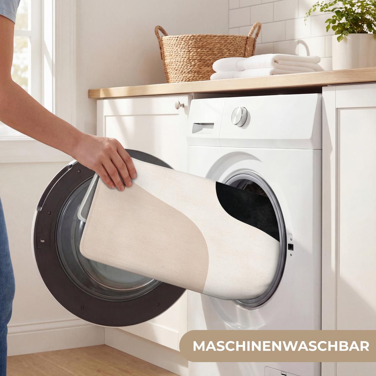 WC-VORLEGER Abstrakt - Japandi - Beige - Modern WC Teppich 50x80 cm - Beige, Textil (50/1cm) - OnlyWow