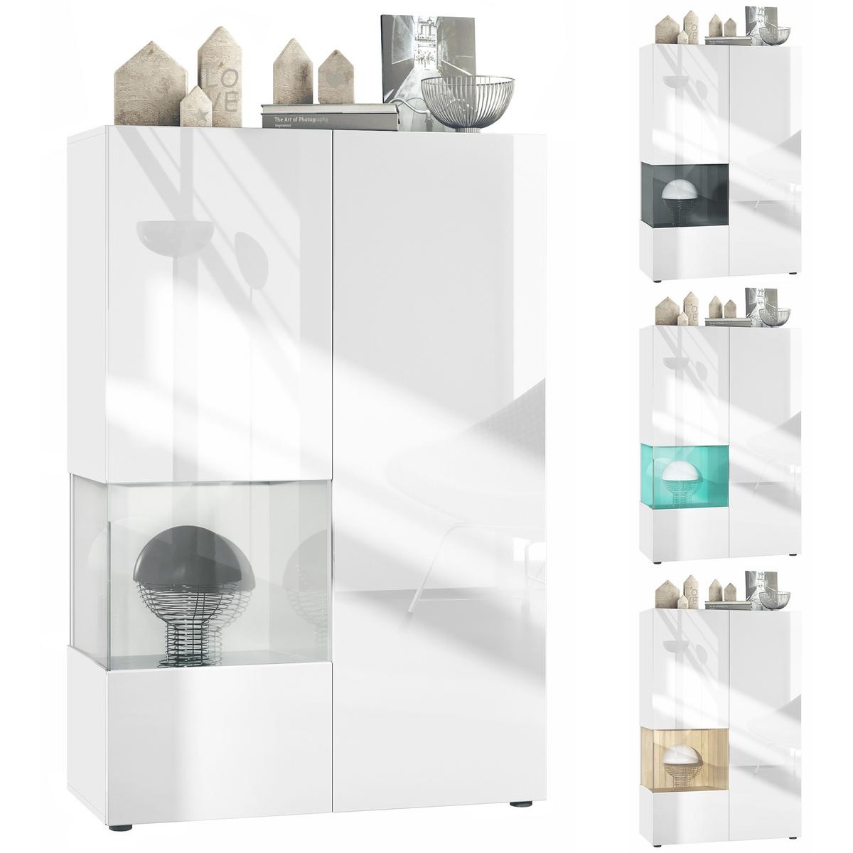 VITRINE Morena Einsatz in Eiche Nordic - Silbereichenfarben, Holzwerkstoff (91.5/136.5/37cm) - Vladon
