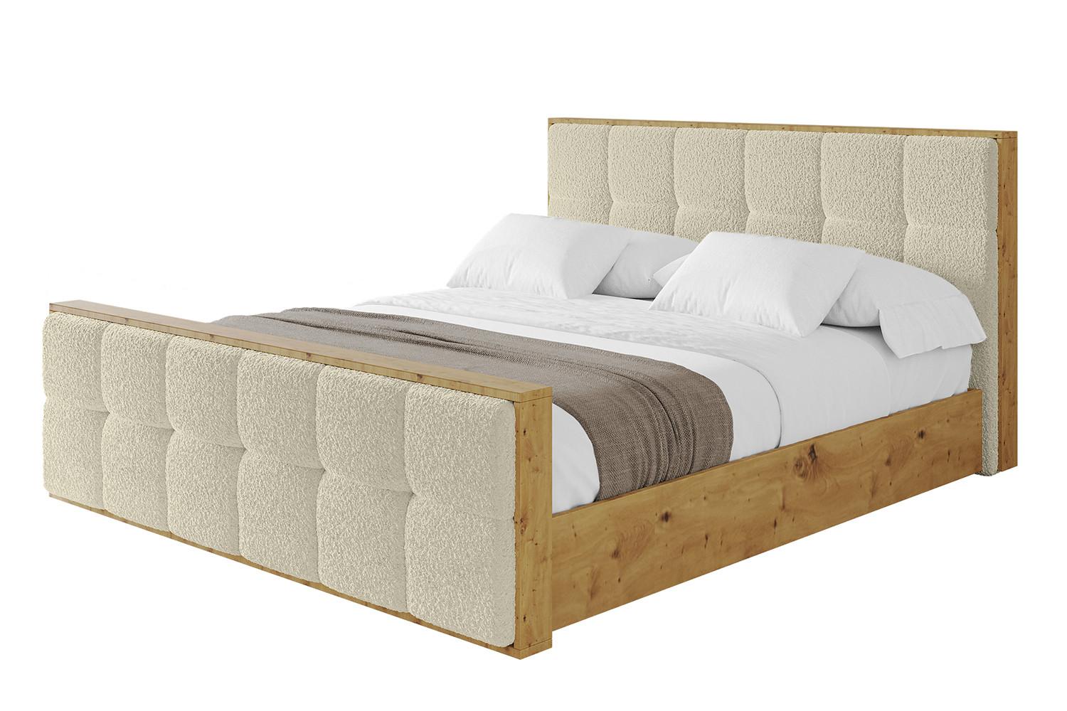 POLSTERBETT mit Bettkasten, Fußteil und Lattenrost, Boxbett ohne Matratze - ENZO7-Z 200x200 - Champagner, Holzwerkstoff/Textil (200/200cm) - ALTDECOR
