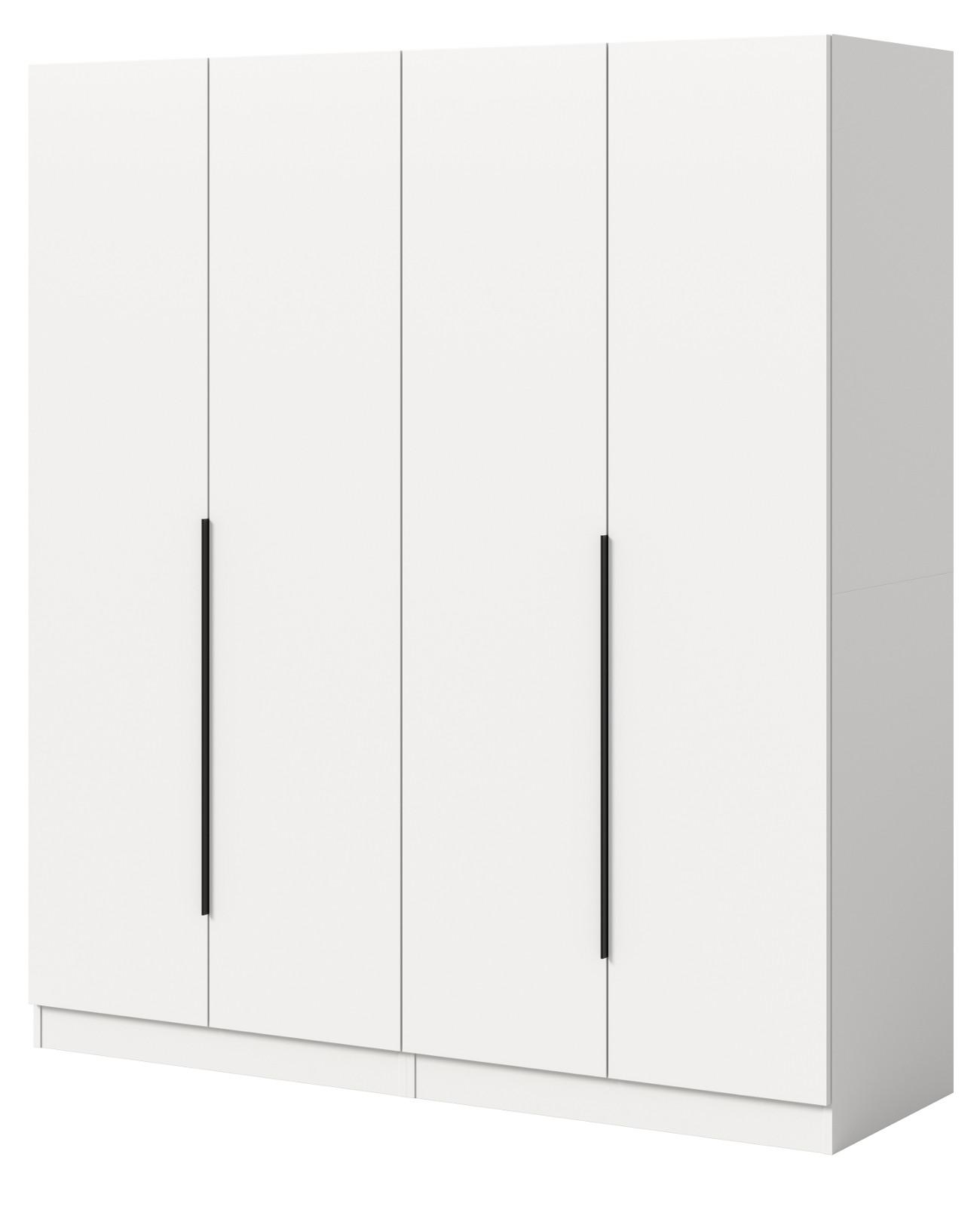 KLEIDERSCHRANK weiß 4-türig 160 x 181 cm, Drehtürenschrank mit Kleiderstange - Schwarz/Weiß, Holzwerkstoff/Kunststoff (160/181/52cm) - Inn.Furn