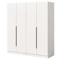 KLEIDERSCHRANK weiß 4-türig 160 x 181 cm, Drehtürenschrank mit Kleiderstange - Schwarz/Weiß, Holzwerkstoff/Kunststoff (160/181/52cm) - Inn.Furn