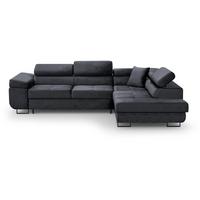 ECKSCHLAFSOFA Waldo verstellbaren Kopfstützen, Schwarz, rechts - Schwarz, Textil (275/203cm) - Beautysofa