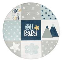 KINDERTEPPICH Waschbar, im Patchwork-Stil, Blau, Ø 150 cm - Blau, Textil (150/150cm) - KADIMA DESIGN