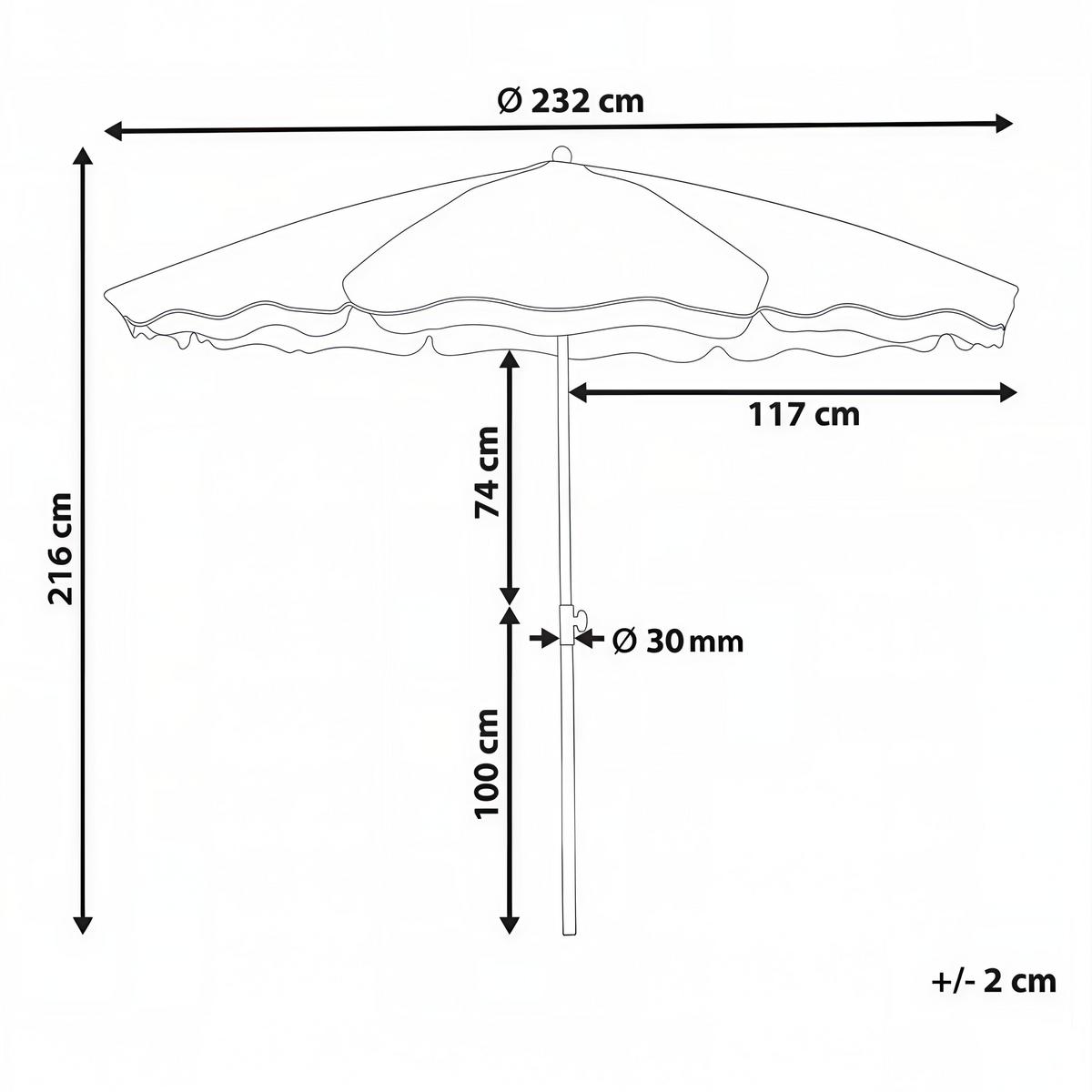 MARKTSCHIRM 232 cm Türkis Sestriere - Hellbraun/Blau, Textil (232/232cm) - Beliani