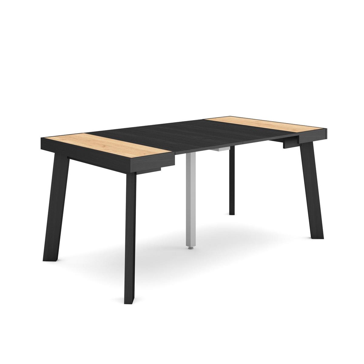 KONSOLENTISCH ausziehbar 58 bis 160cm, für 8 Gäste, eiche, schwarz, 90/58/73cm - Eichefarben/Multicolor, Holzwerkstoff (90/160/73cm) - Skraut Home