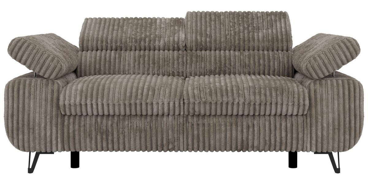 2-SITZER SOFA PETER - Hellbraun Cord - Hellbraun/Schwarz, Textil/Metall (200/76/99cm) - MKS