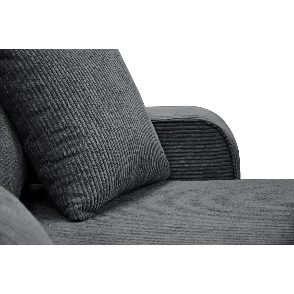 ECKSCHLAFSOFA Primo L grau - Schwarz/Grau, Textil (290/185cm) - Beautysofa