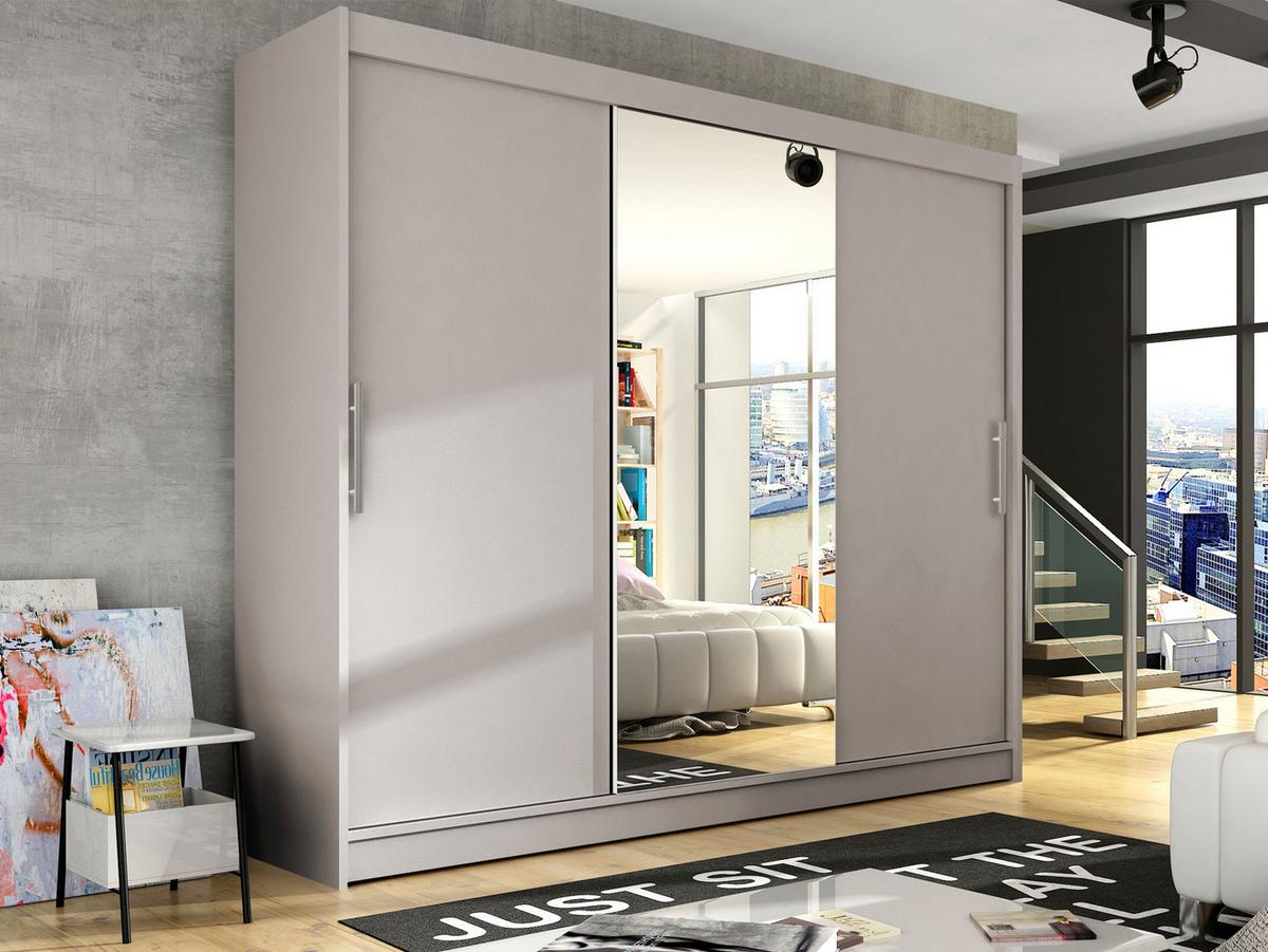 KLEIDERSCHRANK Aston I - Kaschmir/Silberfarben, Holzwerkstoff/Kunststoff (250/215/58cm) - MIRJAN24