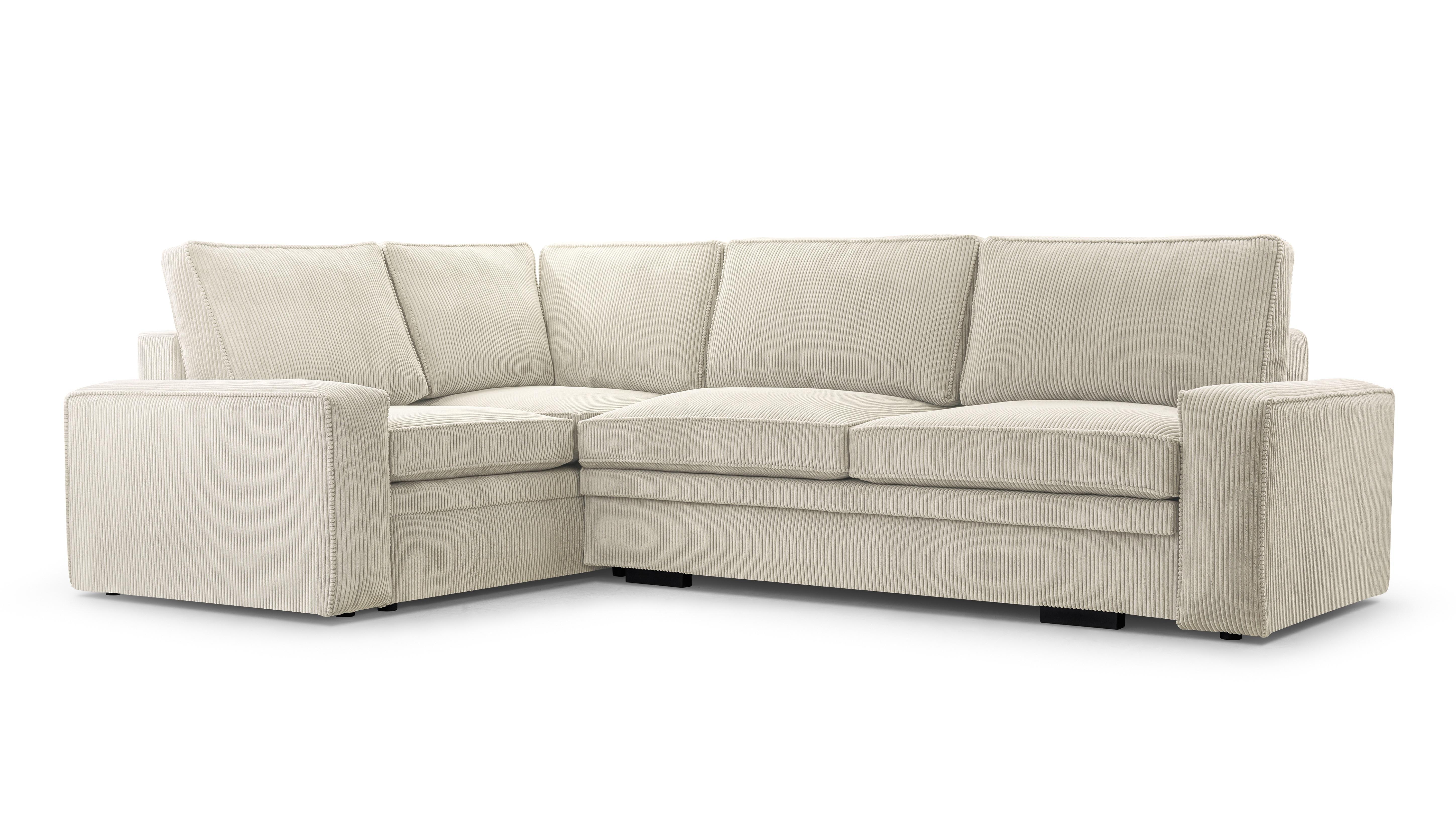 ECKSOFA L Form Treville Beige 296/196/94 cm – Links, mit Bettkasten und Schlaffunktion - Beige/Schwarz, Kunststoff/Textil (196/296cm) - AX Living