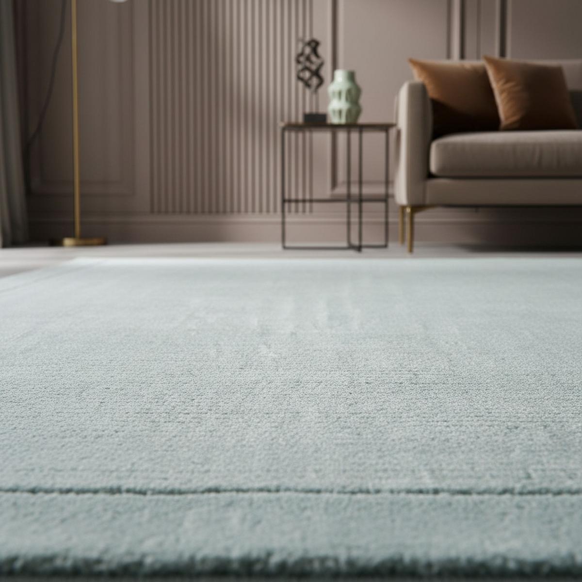WOLLTEPPICH handgewebt STOW, mit Bordüre, Hellblaugrün, 160 x 230 cm - Blau, Textil (230/160cm) - KADIMA DESIGN