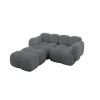 ECKSOFA modulares Sofa Links Miko-L1 214x205x75 Dunkelgrau Cord - Graphitfarben/Schwarz, Holzwerkstoff/Kunststoff (214/205cm) - ALTDECOR